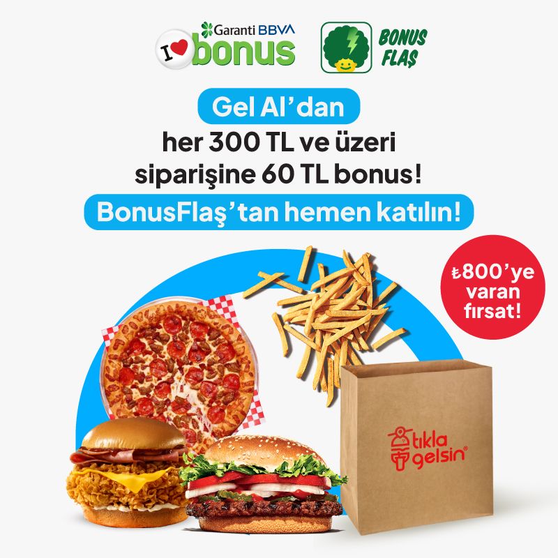 Gel Al'dan her 300 TL ve üzeri siparişine 60 TL bonus!